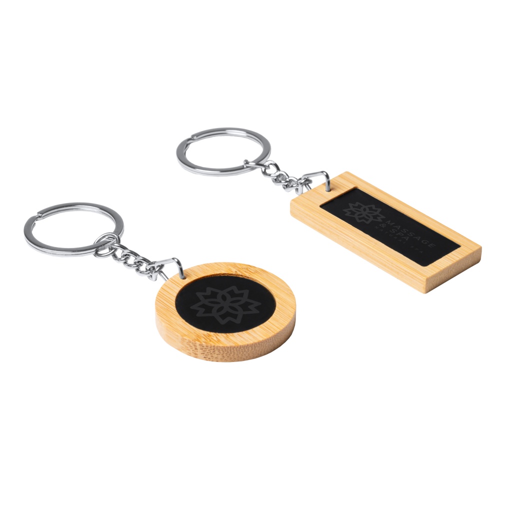 Bamboo and Metal Keychain for Engraving